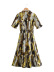 Satin Short-Sleeved Printed Dress NSBRF101611