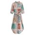 Plaid Print Short-Sleeved Lace-Up Dress Dress NSBRF101615
