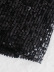 Black Sequined Long-Sleeved V-Neck Lace-Up Dress NSBRF101624