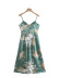 Floral Printed Satin Hollow Sling Dress NSBRF101661