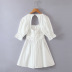 White Square Neck Short-Sleeved Lace Trim Dress NSBRF101664