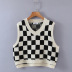 Black & White Checkerboard Knitted Vest NSBRF101669