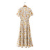 Short-Sleeved V-Neck Floral Dress NSLQS101712