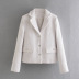 White Long-Sleeved Textured Blazer NSLQS101719