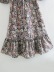 Digital Print Lace-Up Mid-Length Dress NSLQS101728