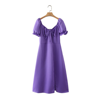 Satin Short Sleeve Lace-up Dress Nihaostyles Wholesale Clothes NSLQS101748