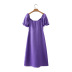 Satin Short Sleeve Lace-Up Dress NSLQS101748