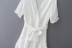 Short-Sleeved Cut Flower Belt V Neck Dress NSLQS101751
