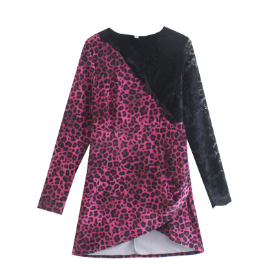 Casual Leopard Print Stitching Long-sleeved Dress Nihaostyles Wholesale Clothes NSLQS101771