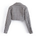 Houndstooth Lapel Lapel Shoulder Pads Button Long Sleeve Blazer Suit NSLQS101774