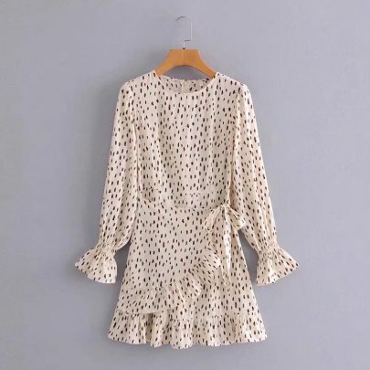 Dotted Hem Ruffle Stitching Dress Nihaostyles Wholesale Clothes NSLQS101778