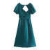 Halter Lace-Up Puff Sleeve Dress NSLQS101784