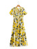 Pull-Up Elastic Pineapple Print Short-Sleeved Dress NSLQS101828