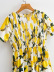 Pull-Up Elastic Pineapple Print Short-Sleeved Dress NSLQS101828