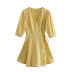 Plaid Wrap Lace Slim Dress NSLQS101840