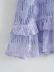 Short-Sleeved Purple Lace Waist Dress NSLQS101843