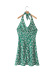 Halter Green Floral Dress NSLQS101845