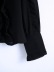 Black Long-Sleeved Pleated Ruffled Shirt NSXFL101851