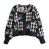 Long-Sleeved Embroidery Jacquard Knitted Sweater Cardigan NSXFL101855