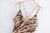 Brown Zebra Print Silk Satin Sling Dress NSXFL101861