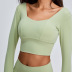 Solid Color Long-Sleeved Cropped Yoga Top With Chest Pad NSFQJ102157