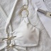 White Hollow Golden Ring Stitching Bikini 2 Piece Swimsuit NSKLL102270
