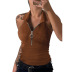 Solid Color Sleeveless Zipper V-Neck Vest NSLZ102350