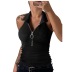 Solid Color Sleeveless Zipper V-Neck Vest NSLZ102350
