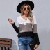 V-Neck Long-Sleeved Contrast Color Stitching Sweater NSDMB102355
