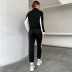 Black & White Matching Stand-Up Collar Sweatshirt 2 Piece Set NSDMB102368