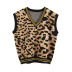 loose V-neck contrast color leopard print vest  NSHS34227