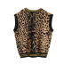 loose V-neck contrast color leopard print vest  NSHS34227
