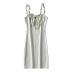 solid color frill-trimmed fold short suspender dress NSHS34238