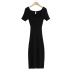 square collar solid color knitted dress   NSHS34241