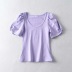 Puff Short Sleeve Solid Color Short T-shirt  NSHS34254