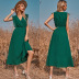 solid color v-neck big swing dress NSSA34310