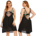 plus size mixed color hand hook stitching strap dress  NSOY34355