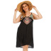 plus size mixed color hand hook stitching strap dress  NSOY34355