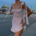 fashion floral lace pleated sling dress NSMI34379