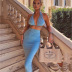 new fashion halter neck tie wrap chest long skirt two-piece suit  NSMI34383