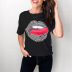 lip tongue printing short-sleeved T-shirt NSKL35521
