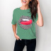 lip tongue printing short-sleeved T-shirt NSKL35521