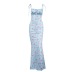 floral folds backless lace sling long dress  NSMI35530