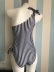 traje de baño de una pieza de encaje de un solo hombro de color sólido NSHL35534