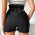 high waist dark all-match denim shorts NSXE35590