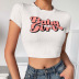 Printed Letter Casual Cropped T-Shirt NSXE35606