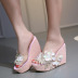 sweet beaded flowers transparent wedge slippers NSCA35621