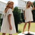 back knotted lotus leaf sleeve cotton and linen dress NSHZ35700