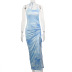 Fashion Tie-dye Sleeveless Side Split Sling Dress NSHZ35730