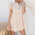 casual Puff sleeve lapel single breasted loose dress NSHZ35743